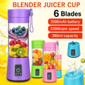 USB Rechargeable 6 Blades Portable  Juicer Blender