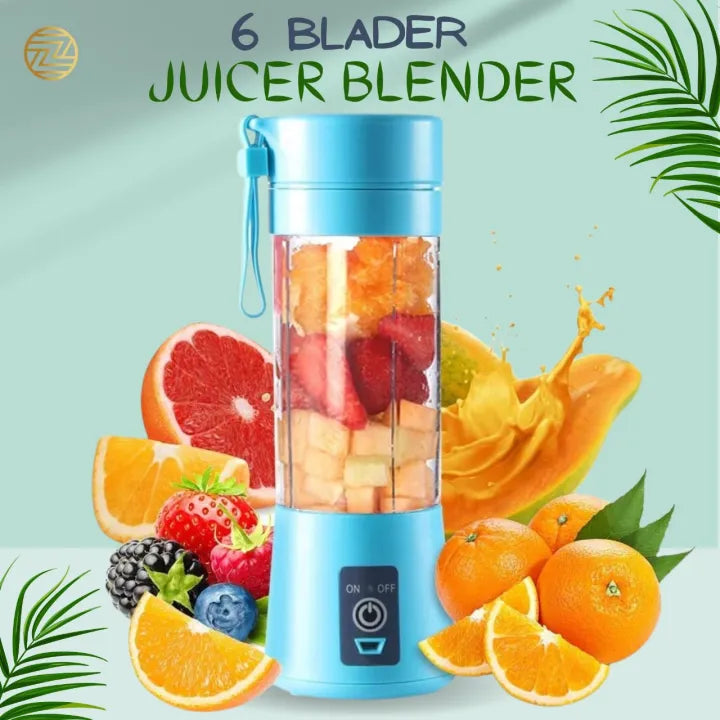 USB Rechargeable 6 Blades Portable  Juicer Blender