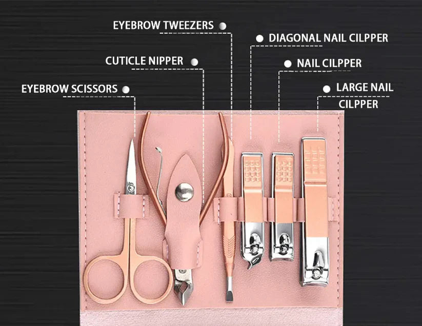 Nail Clipper Manicure Pedicure Set With Leather Case (Premium Quality)